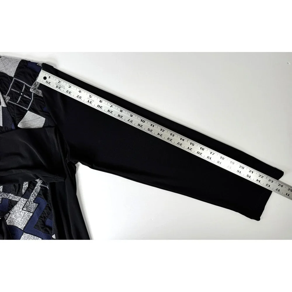 MIB Making it‎ Big Duster Jacket Womens 1X Black Blue Geometric Long Cardigan